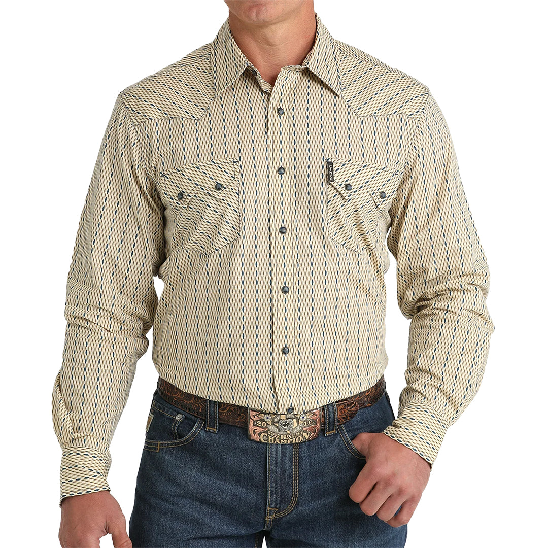 Chemise à manches longues à boutons-pression Cinch pour homme, coupe moderne, rayures vintage