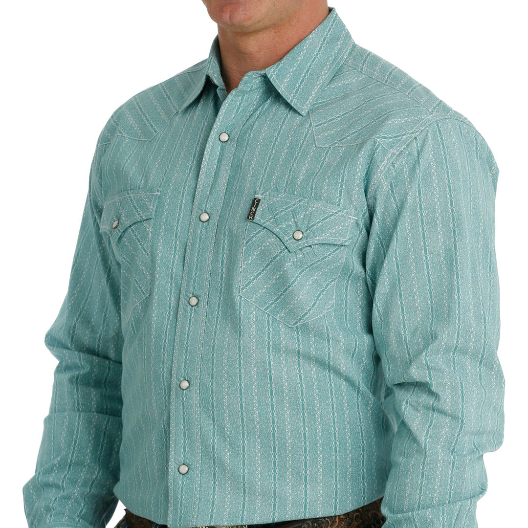 Cinch Men's Modern Fit Pattern Snap Shirt In Turquoise