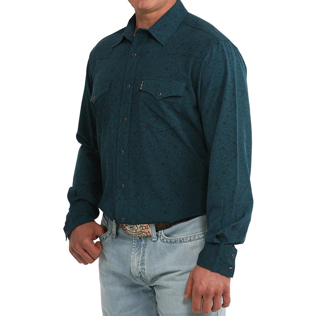 Chemise boutonnée à manches longues imprimé géométrique Cinch pour homme