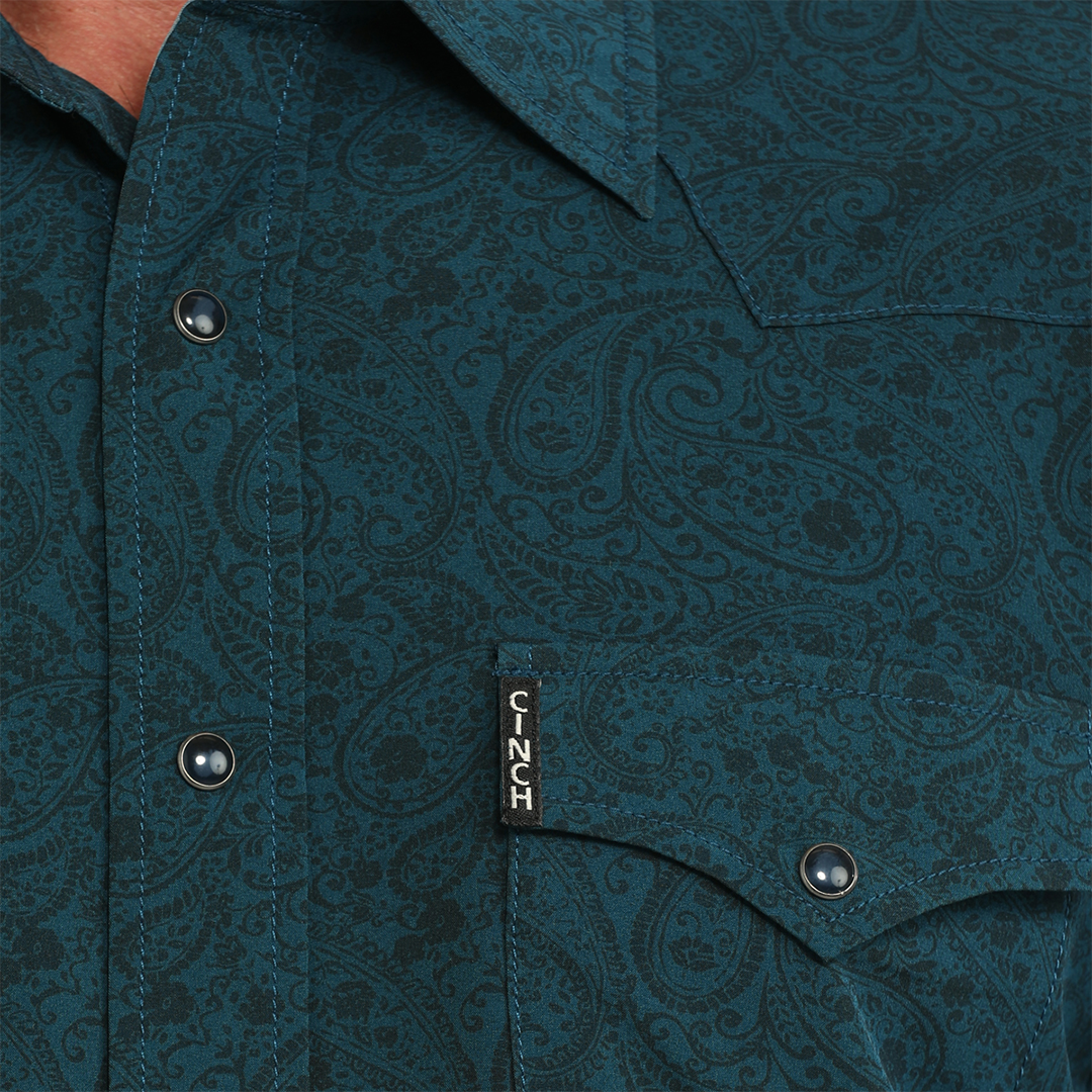 Chemise boutonnée à manches longues imprimé géométrique Cinch pour homme
