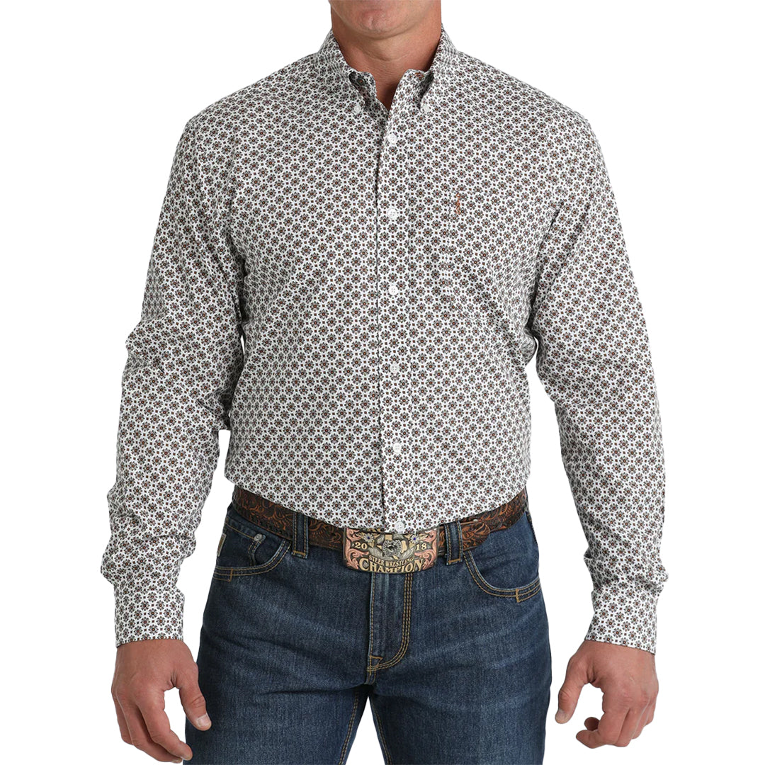 Chemise boutonnée à manches longues imprimé géométrique Cinch pour homme