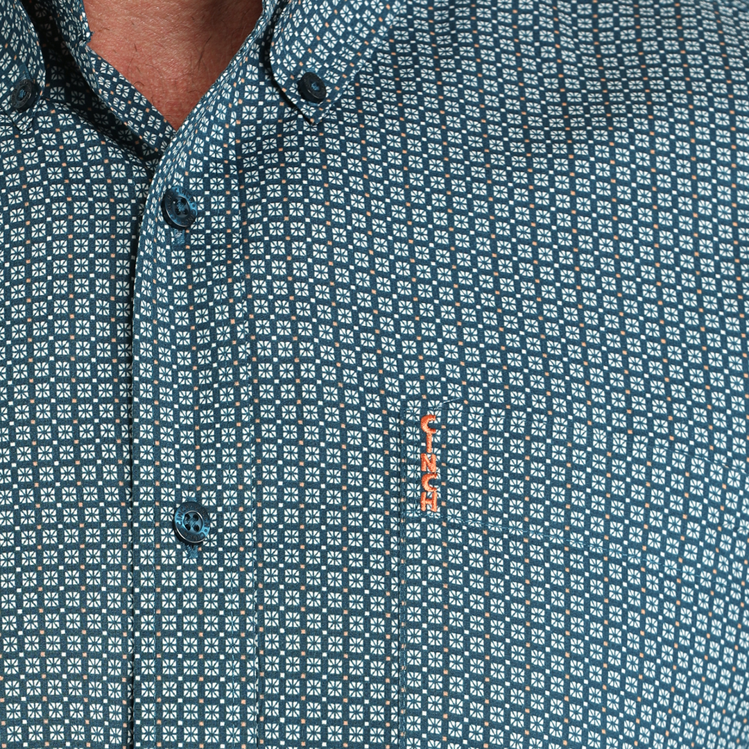 Cinch Men's Geometric Print Long Sleeve Button-Down Shirt