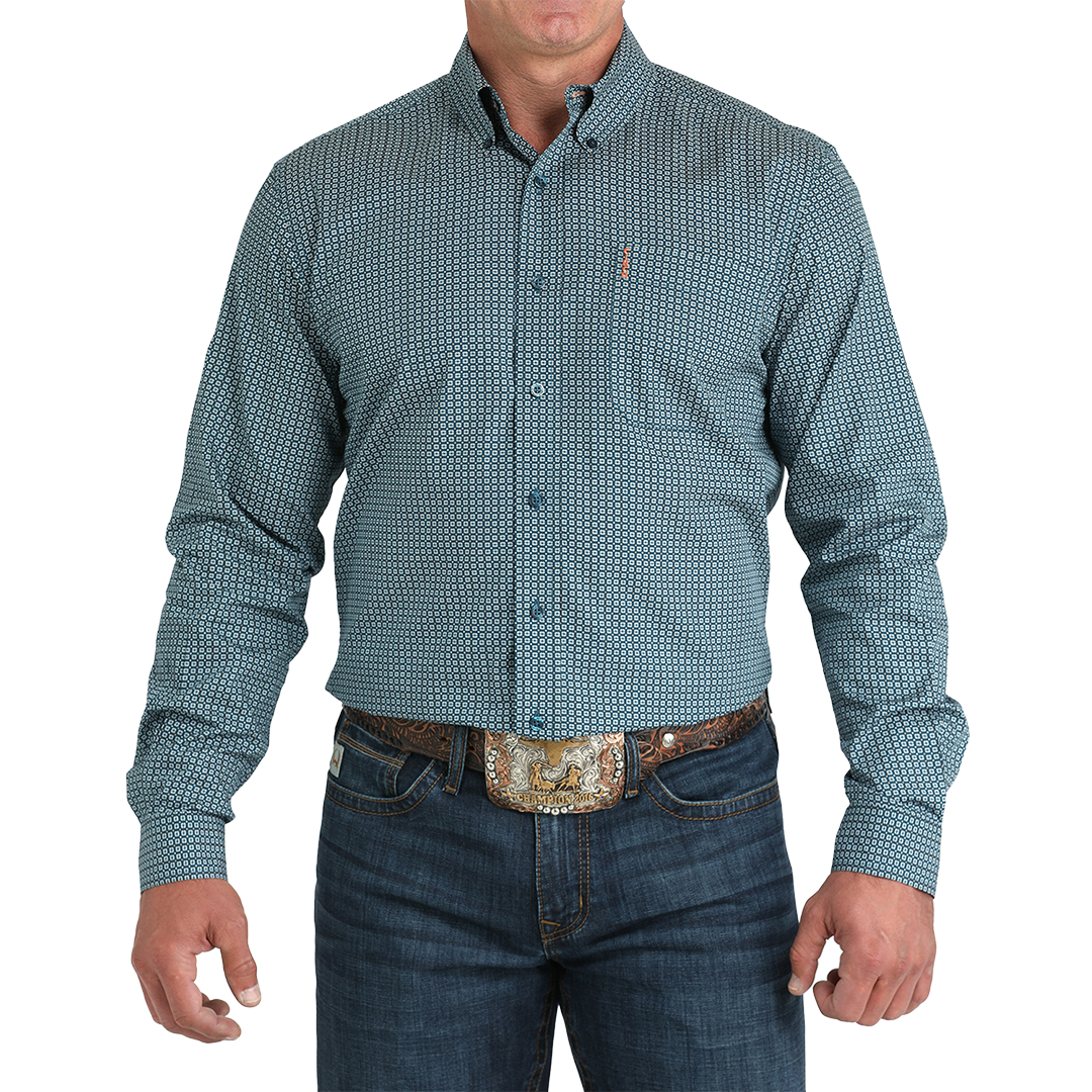 Cinch Men's Geometric Print Long Sleeve Button-Down Shirt