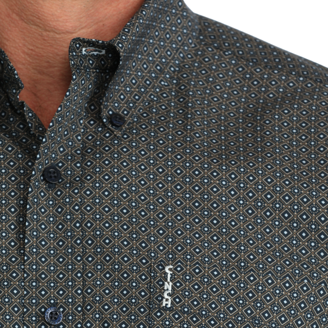 Cinch Men's Geometric Print Long Sleeve Button Shirt
