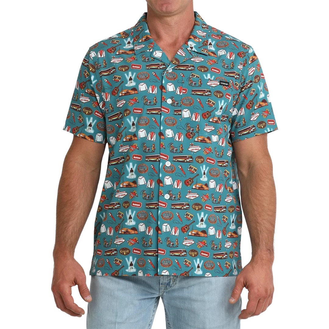 Chemise boutonnée à manches longues imprimé géométrique Cinch pour homme