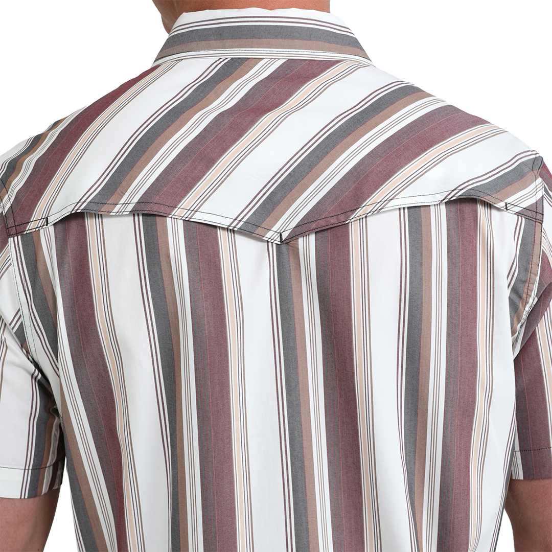 Cinch Men's Stripe Print Short Sleeve Snap Shirt