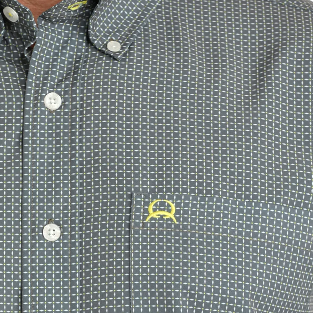 Cinch Men's Plaid Print Arenaflex Short Sleeve Button Shirt