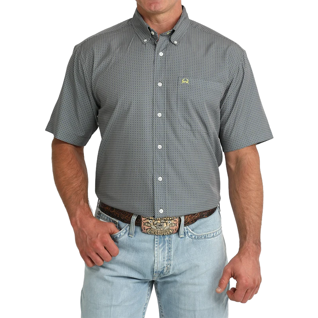 Cinch Men's Plaid Print Arenaflex Short Sleeve Button Shirt