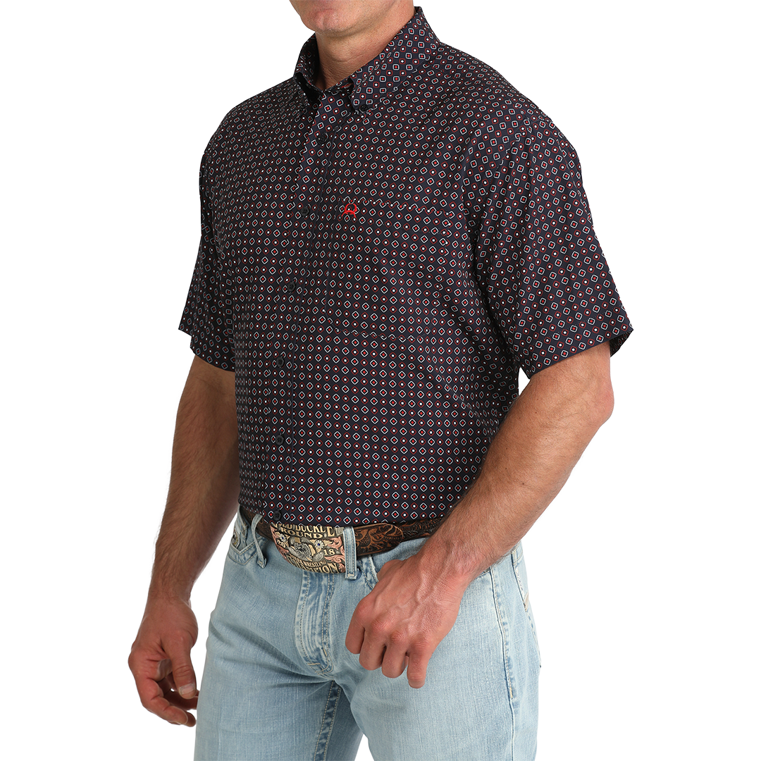 Cinch Men's Geometric Print Short Sleeve Button Shirt