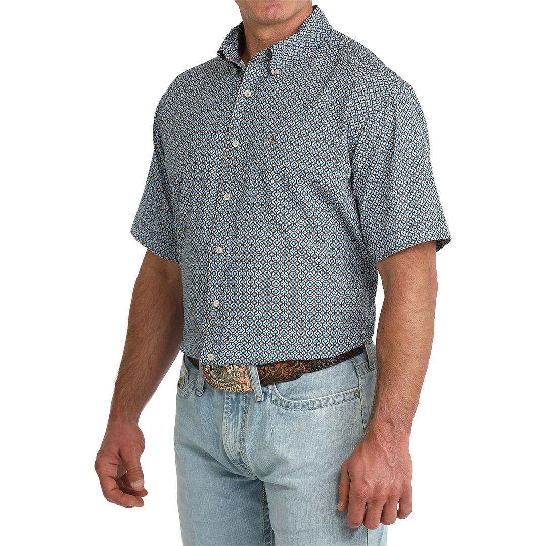 Chemise boutonnée à manches longues imprimé géométrique Cinch pour homme