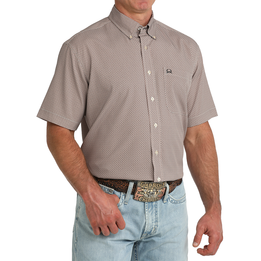 Cinch Men's ArenaFlex Geometric Print Short Sleeve Button Shirt