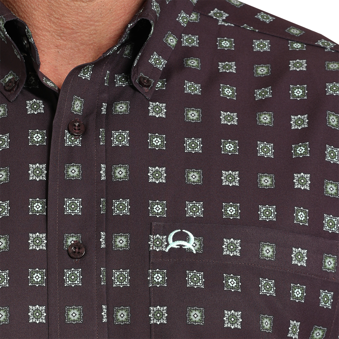 Chemise boutonnée à manches longues imprimé géométrique Cinch pour homme