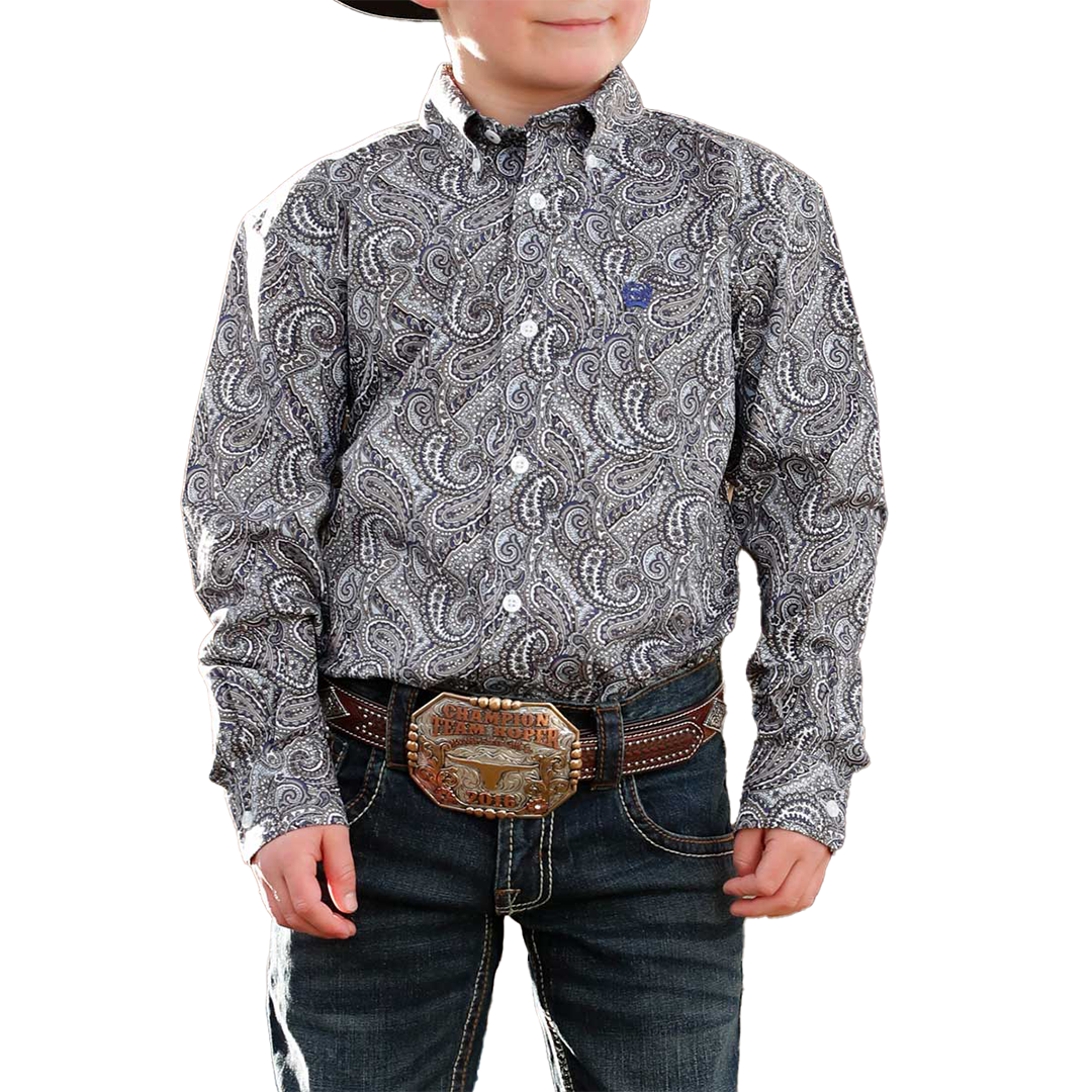 Cinch Boys' Paisley Long Sleeve Button-Down Shirt