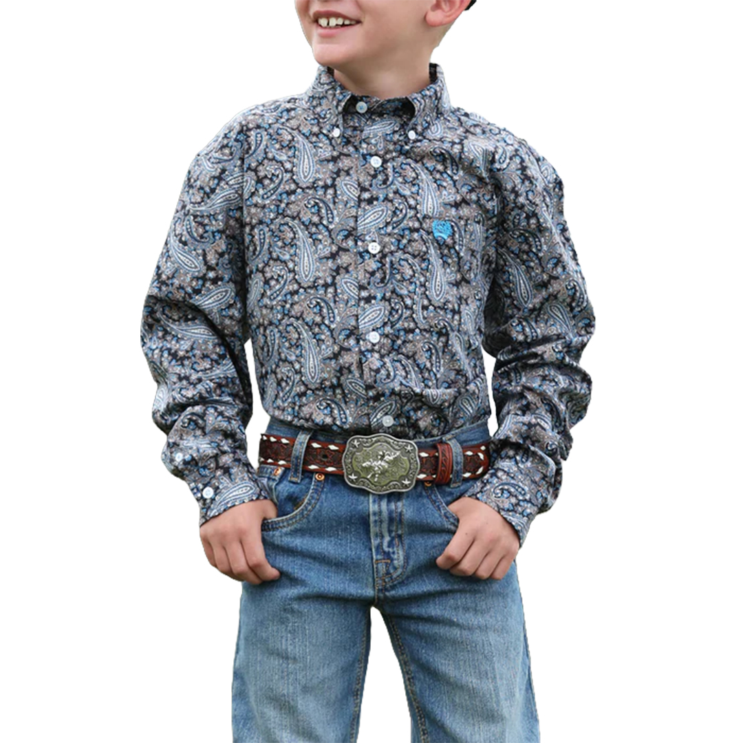Cinch Boys' Western Long Sleeve Button-Down Shirt