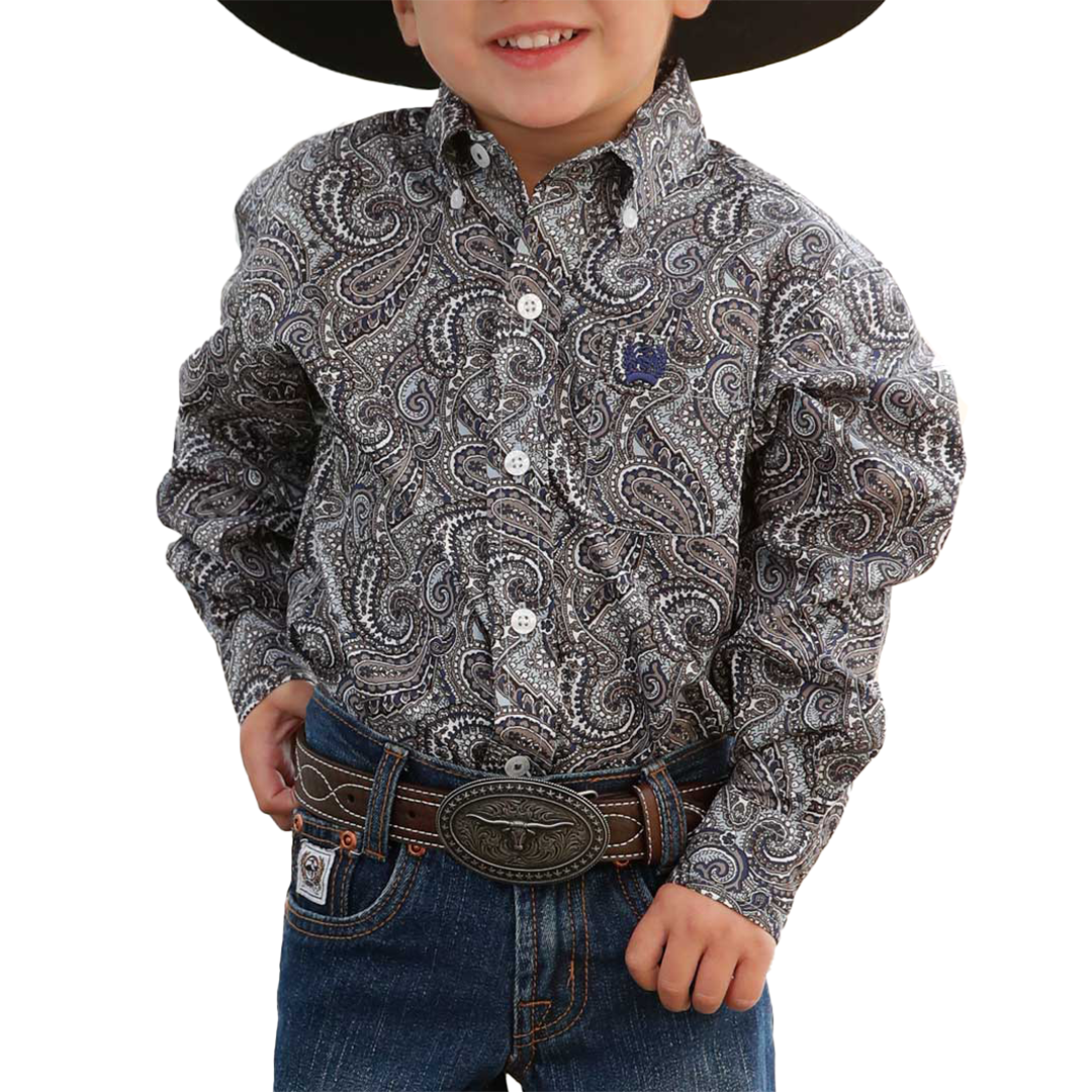Chemise boutonnée à manches longues en cachemire pour tout-petits garçons Cinch