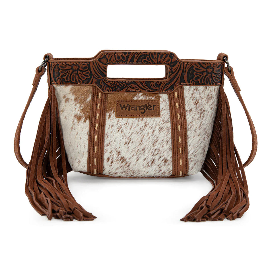 Wrangler Women's Genuine Cowhide Top Handle Fringe Crossbody