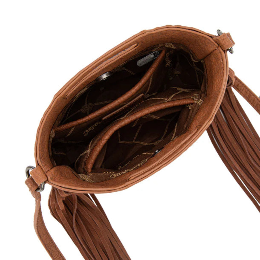 Wrangler Women's Genuine Cowhide Top Handle Fringe Crossbody