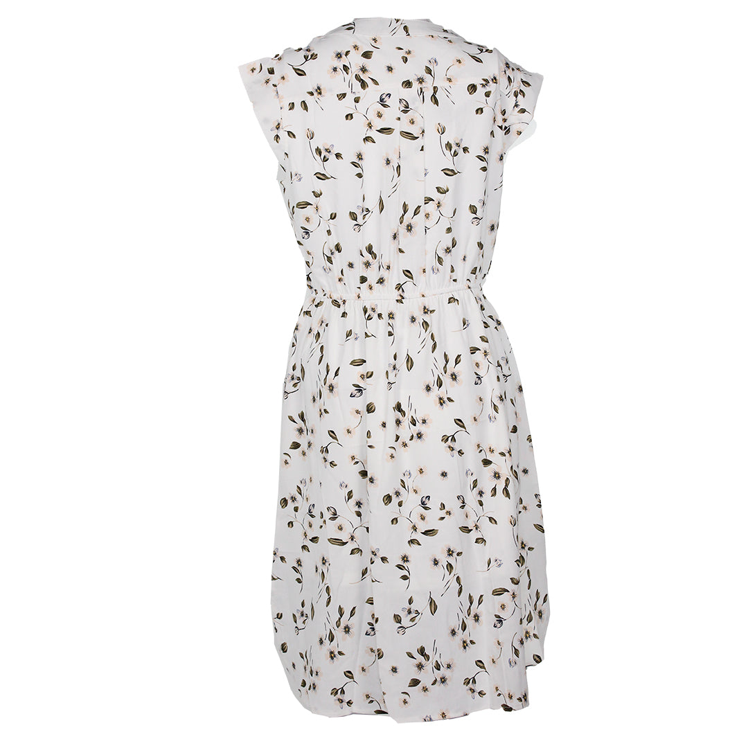 En/Kay Women's White Flower Print Dress