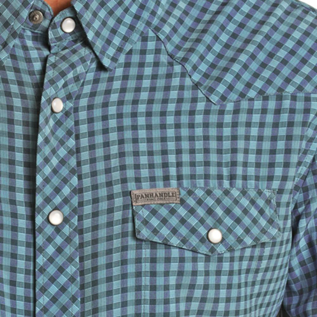 Panhandle Men's Check Print Snap Shirt In Blue