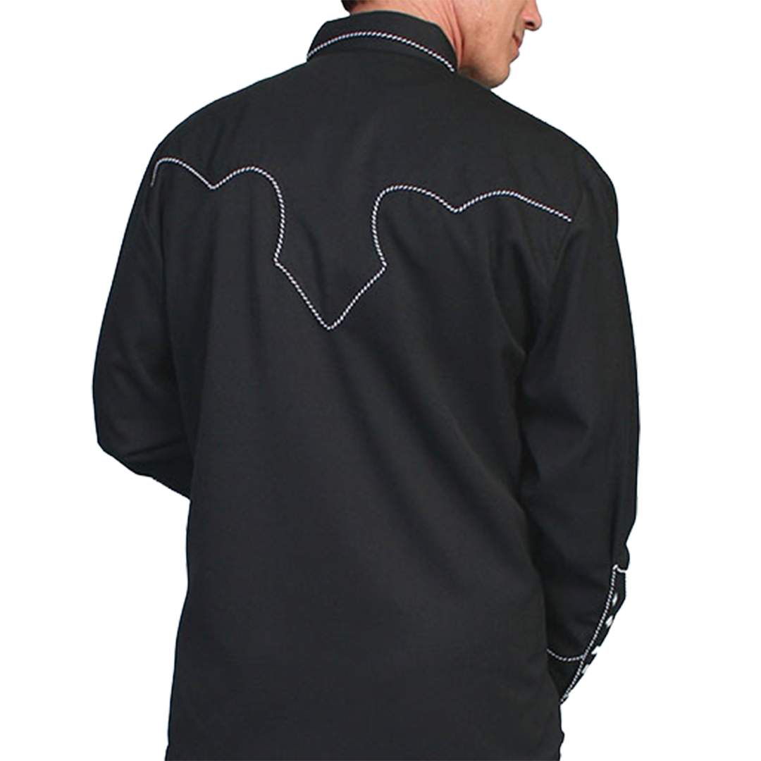 Chemise à pression Scully pour hommes à manches longues et empiècement brodé