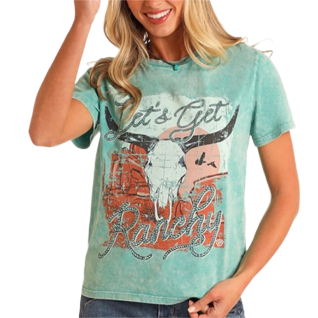 Rock & Roll Denim Women's "Lets Get Ranchy" Desert Skull T-Shirt