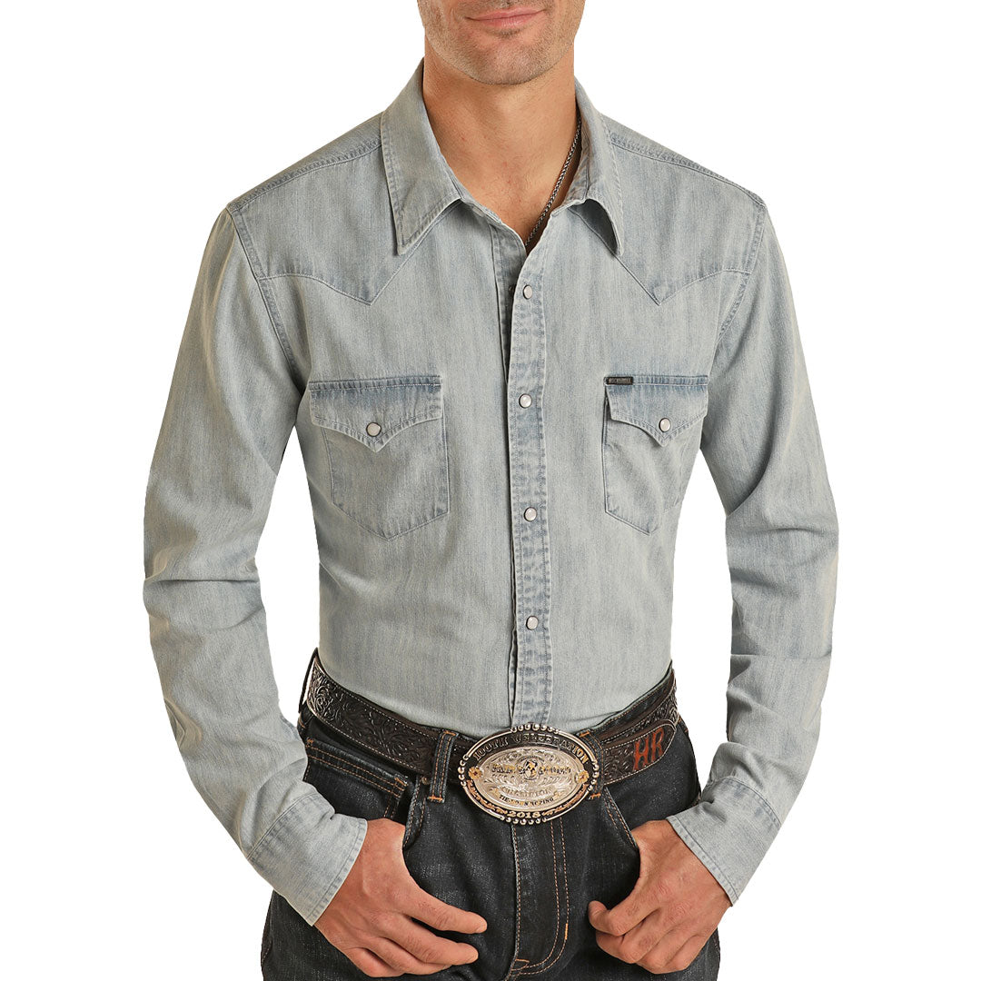 Chemise Western Rock And Roll Cowboy - Homme XXL - Noir Motif Têtes De Vache Aztèque - Snap