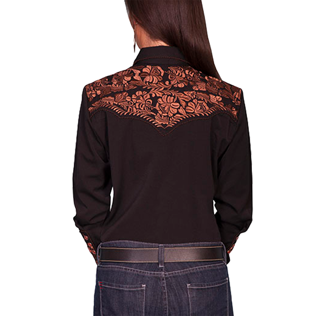 Scully Women's Floral Embroidery Snap Shirt