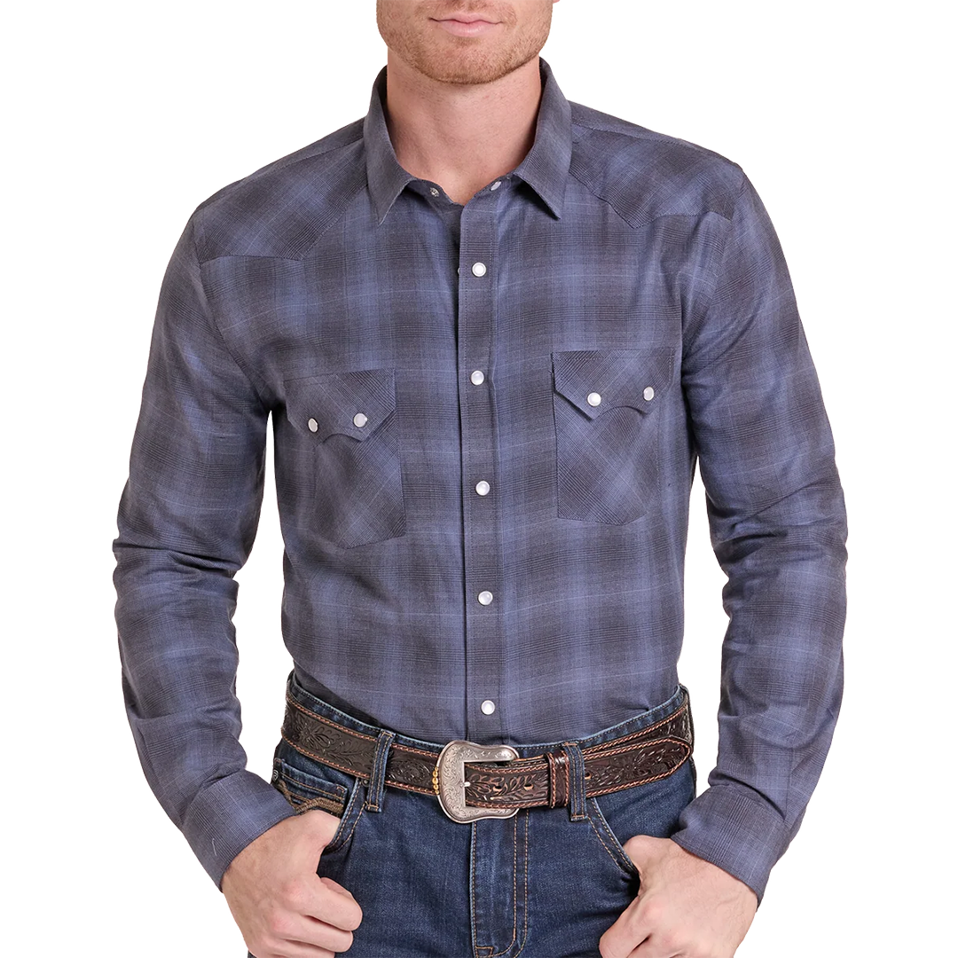 Chemise à pression vintage rétro à manches longues pour hommes Panhandle