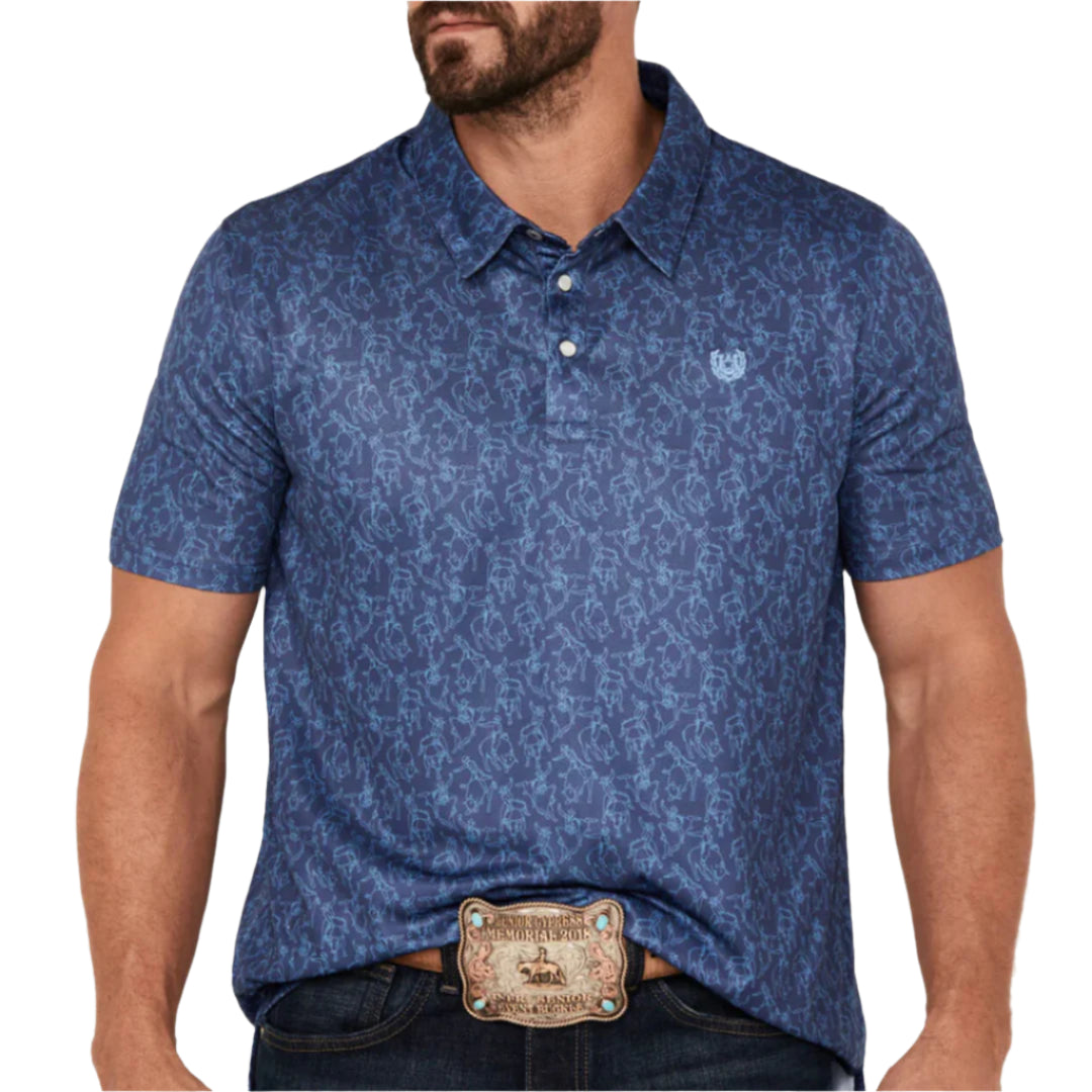Panhandle Men's Snap Bullreder Print Polo
