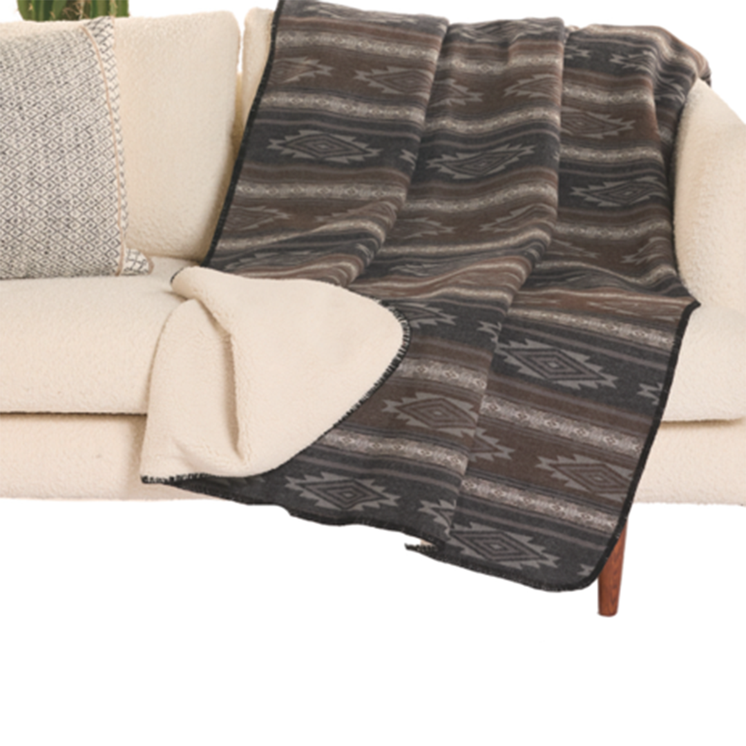 Rock & Roll Denim Aztec Jacquard Printed Blanket