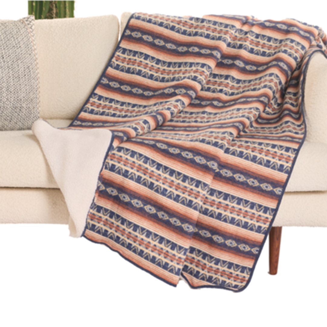 Rock & Roll Denim Aztec Jacquard Printed Blanket