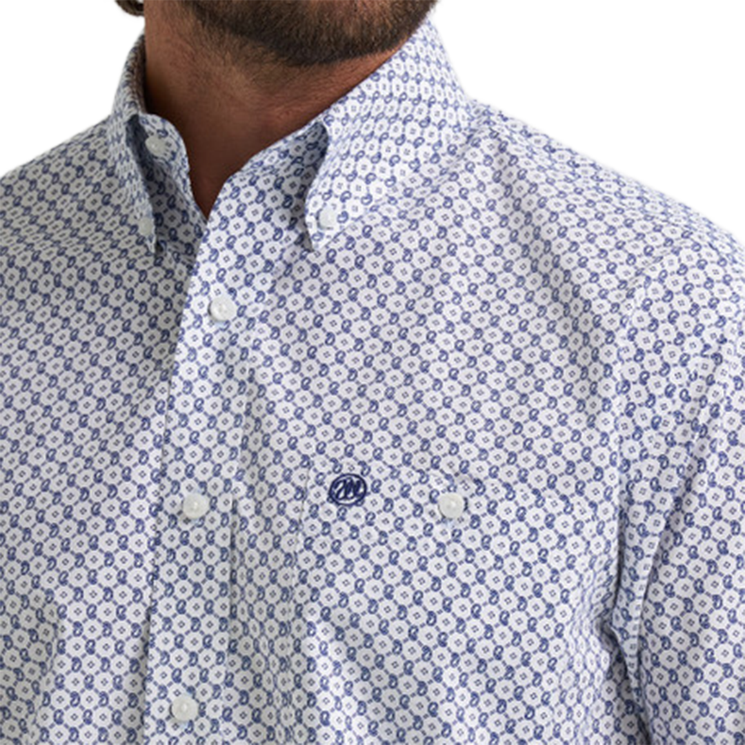 Chemise à manches longues boutonnée à imprimé diamant rétro de qualité supérieure Wrangler pour homme
