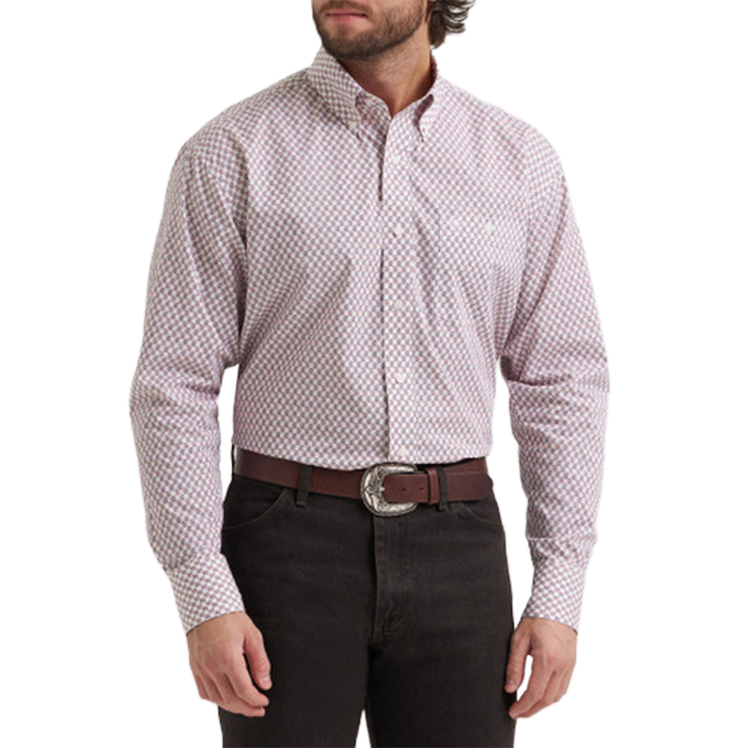 Wrangler Men's Relaxed Fit Print Long Sleeve Button Shirt