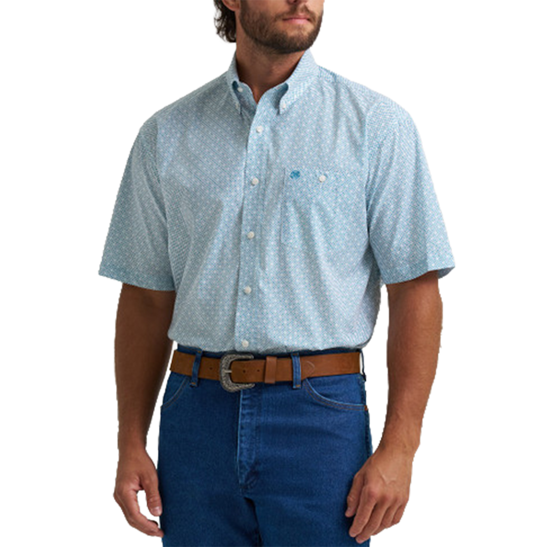 Wrangler Men's Geometric Print Short Sleeve Button Shirt
