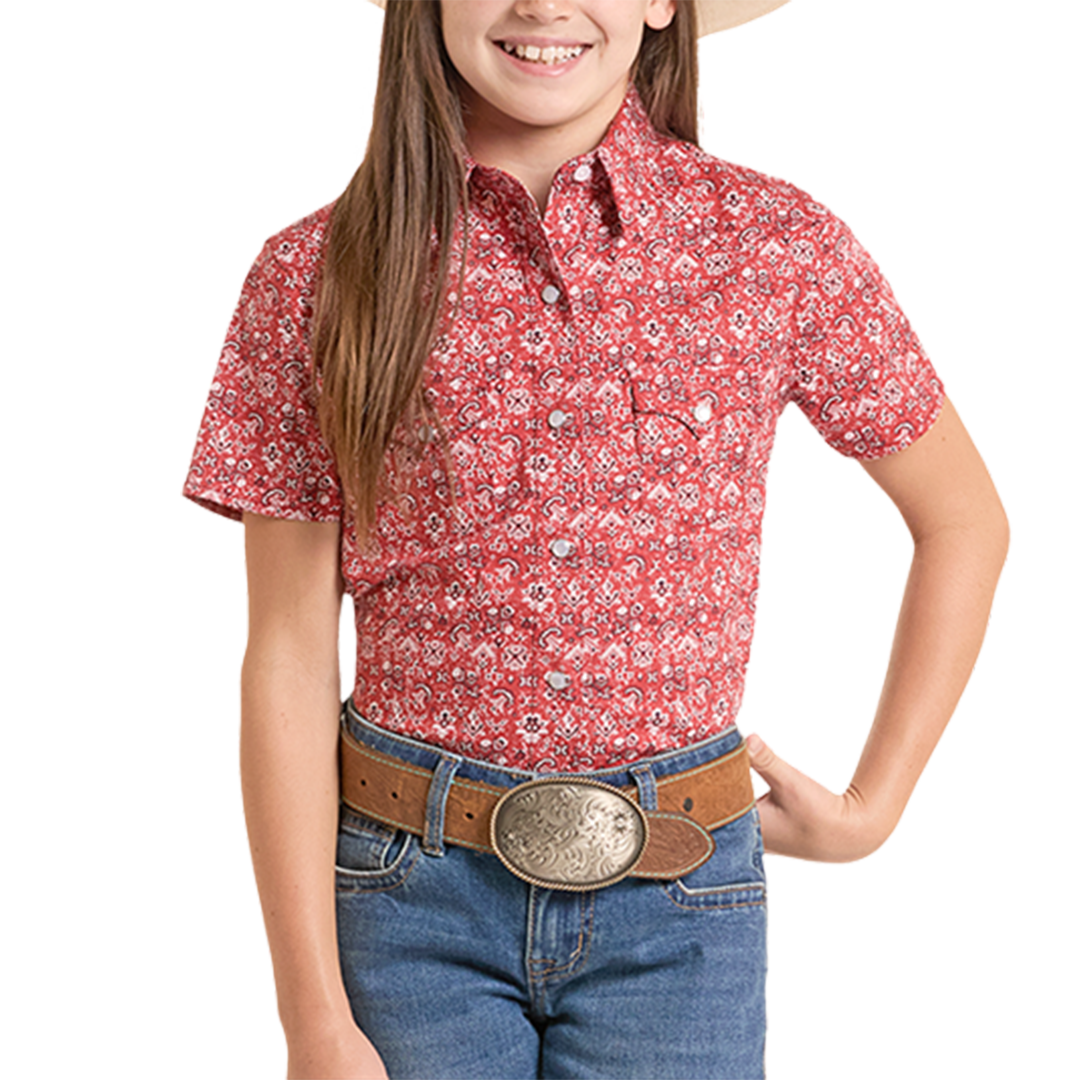 Chemise à manches longues et à boutons-pression pour filles, motif cow-girl, de marque Panhandle