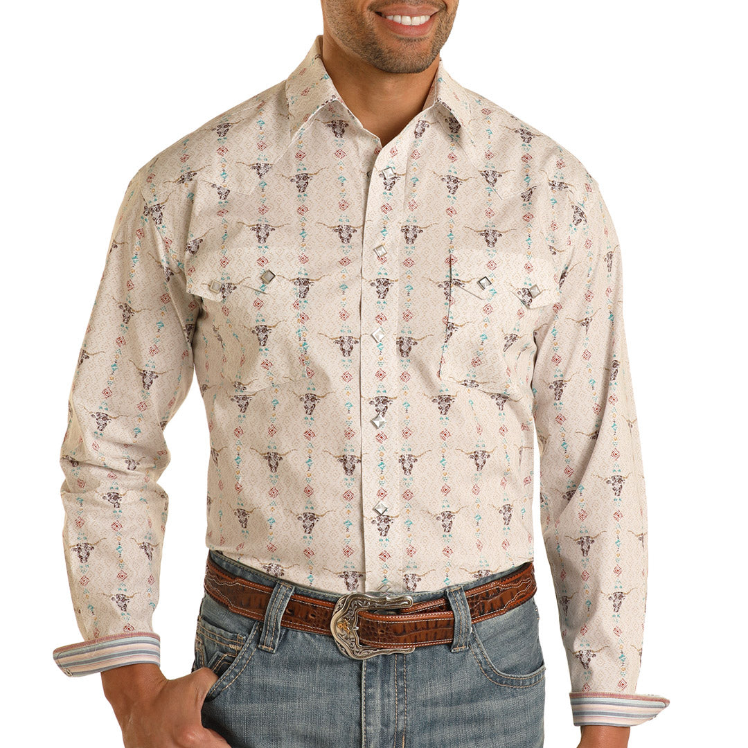 Rough Stock Men's Pattern Snap Shirt