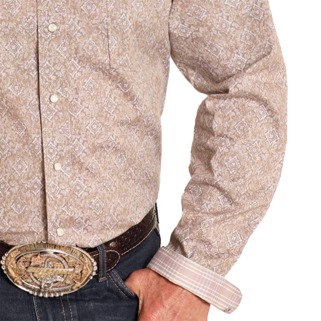 Rough Stock Men's Medallion Paisley Long Sleeve Snap Shirt