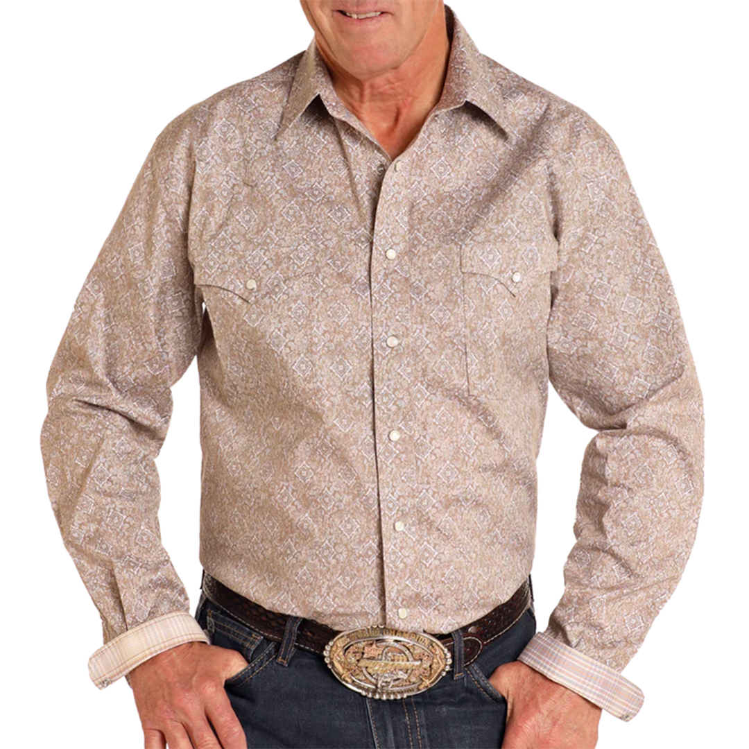 Men's Ariat Casual Paisley Long Sleeve Snap Shirt-Roasted