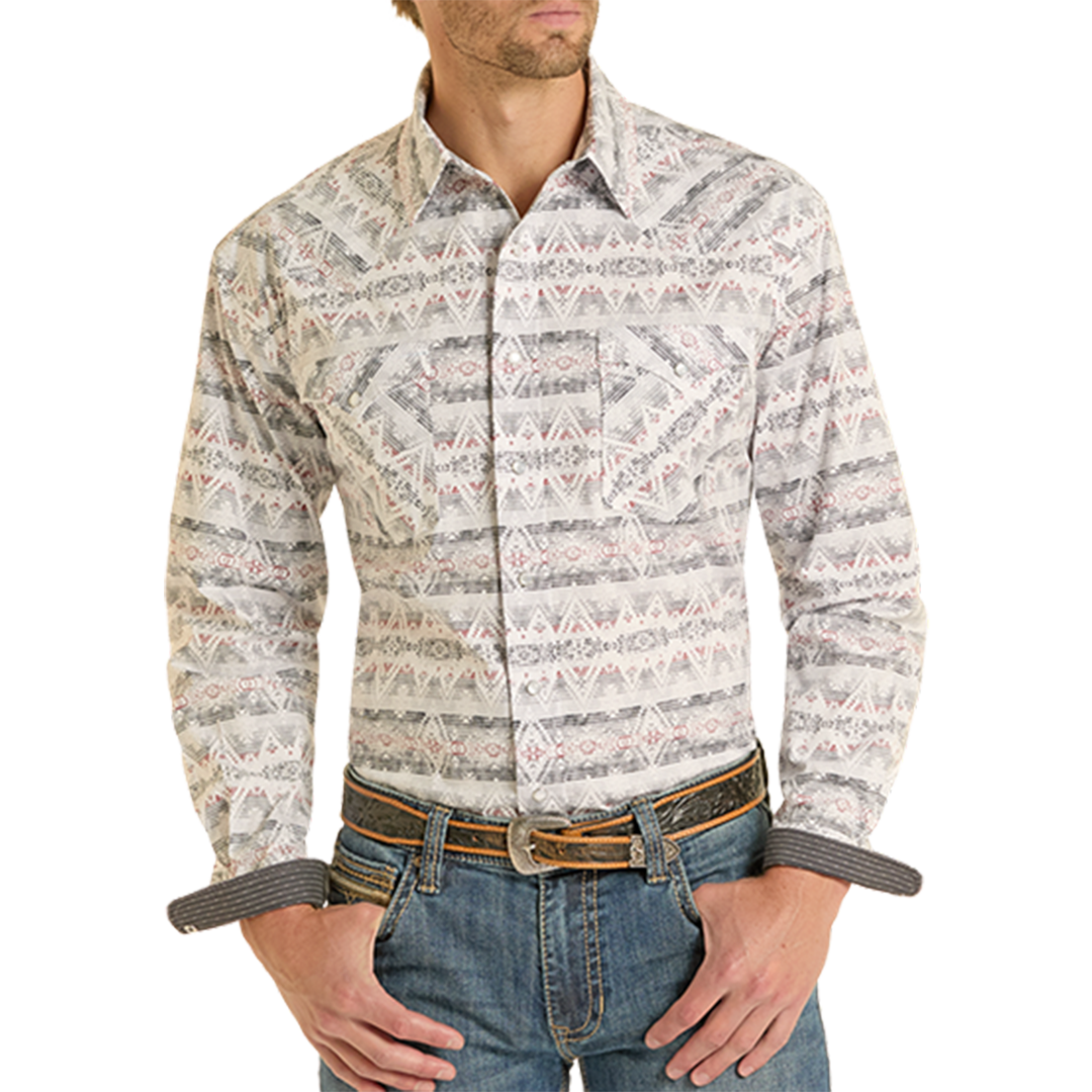 Rough Stock Men's Digital Southwestern Print Long Sleeve Snap Shirt