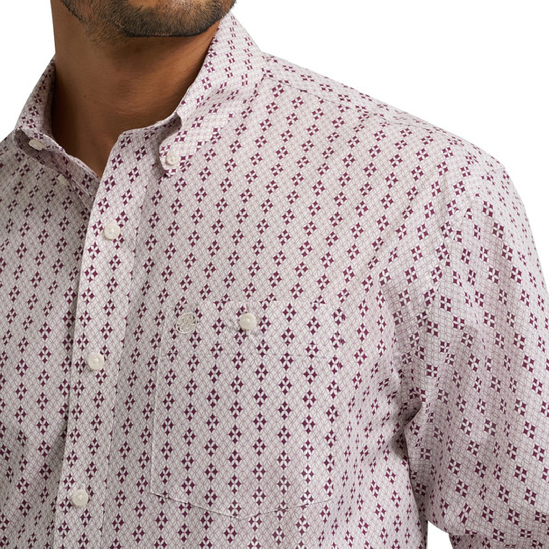 Wrangler Men's Geometric Print Long Sleeve Button Shirt