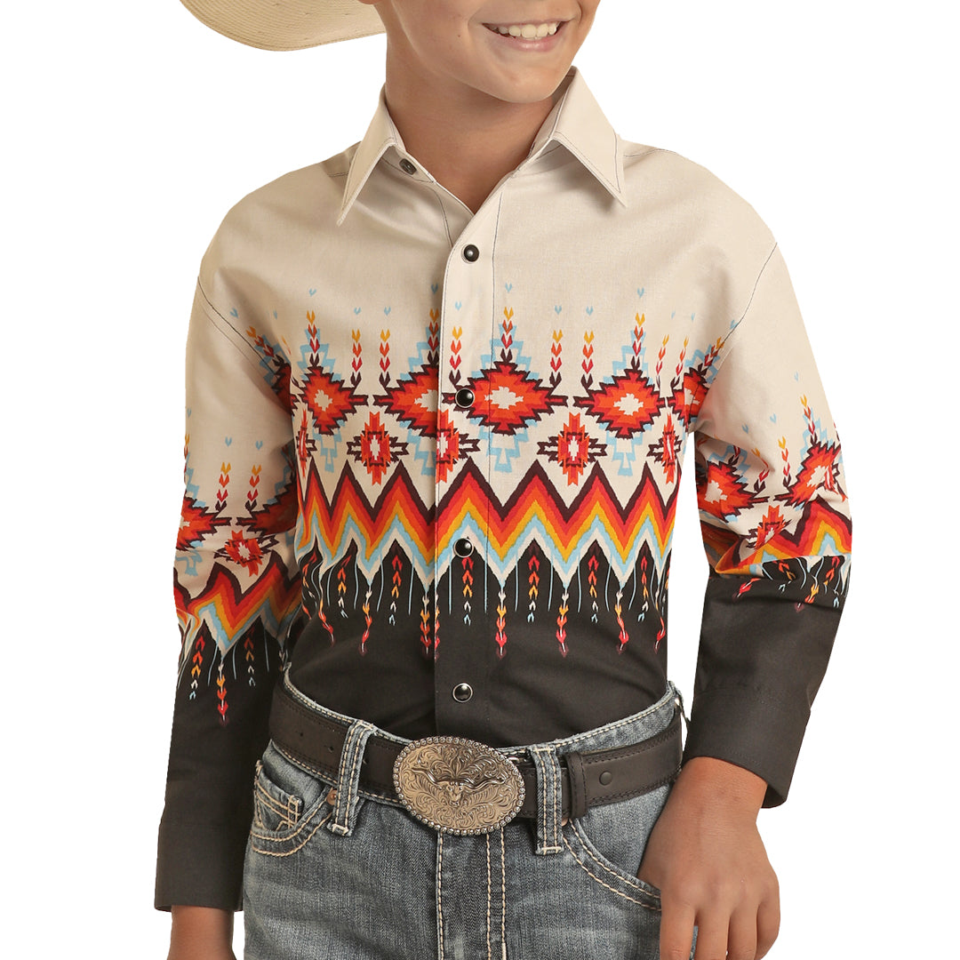 Panhandle Boys Aztec Border Print Shirt Lammle s Lammle s Western Wear