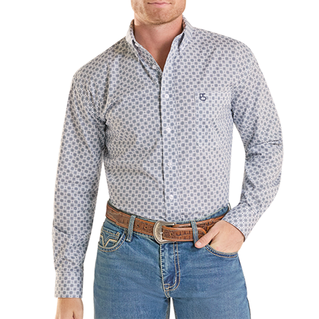 Panhandle Men's Medallion Print Long Sleeve Button Shirt