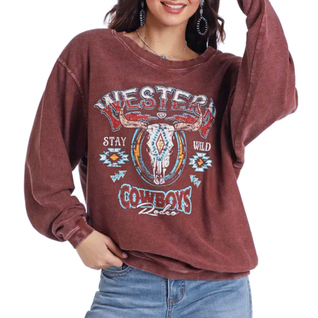 Rock & Roll Denim Women's Aztec Skull Sweater