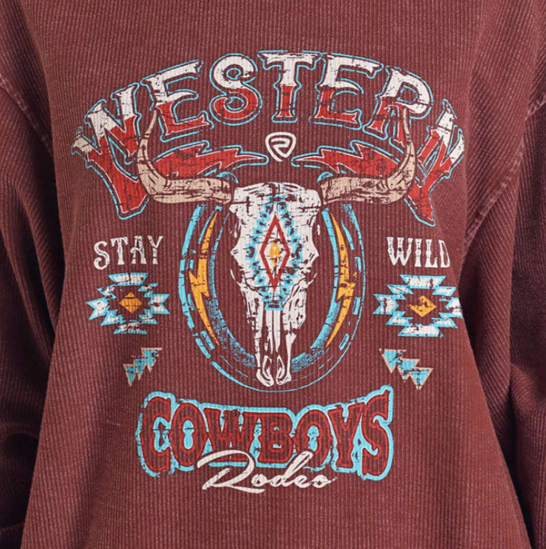 Rock & Roll Denim Women's Aztec Skull Sweater