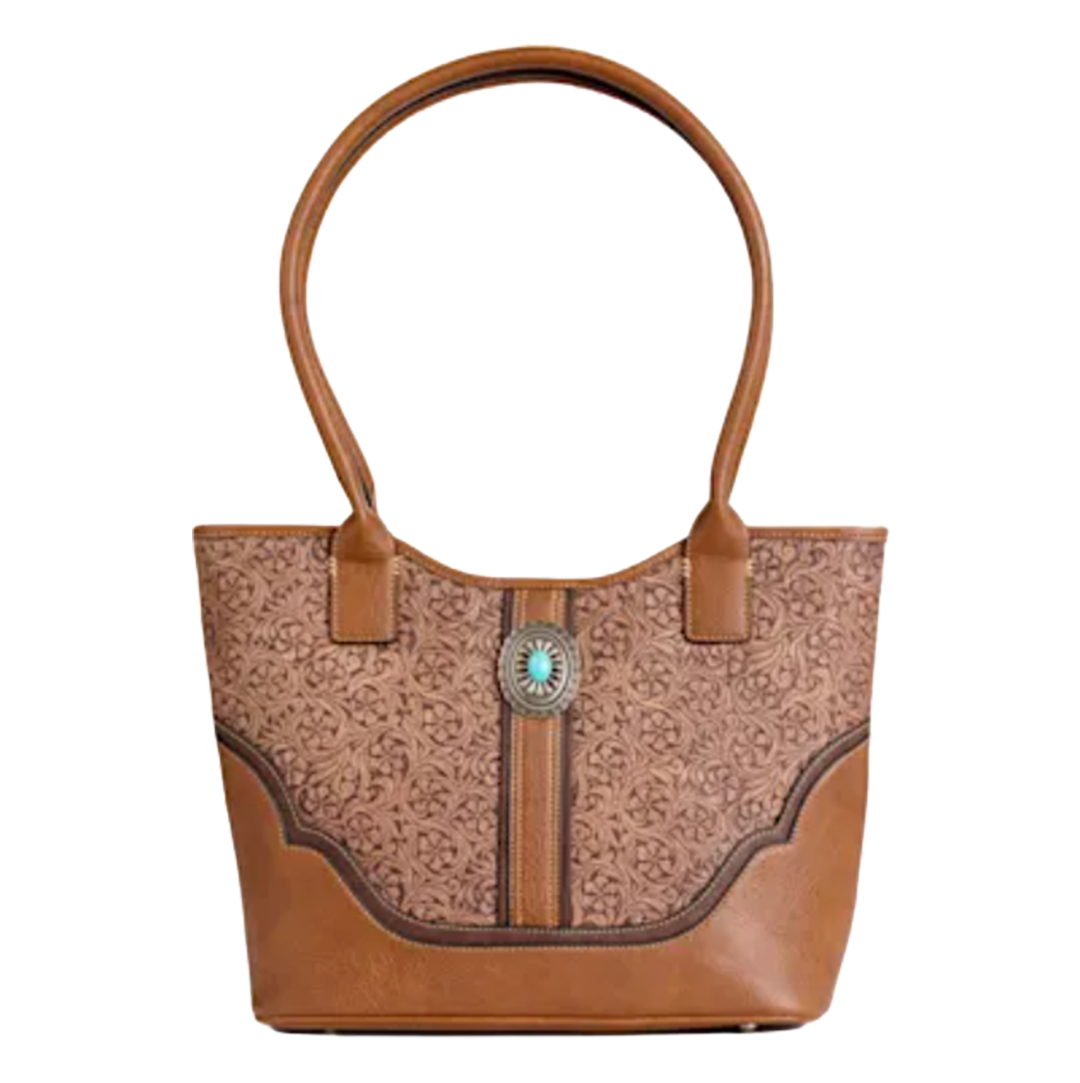 Justin Floral Tooled Tote Bag