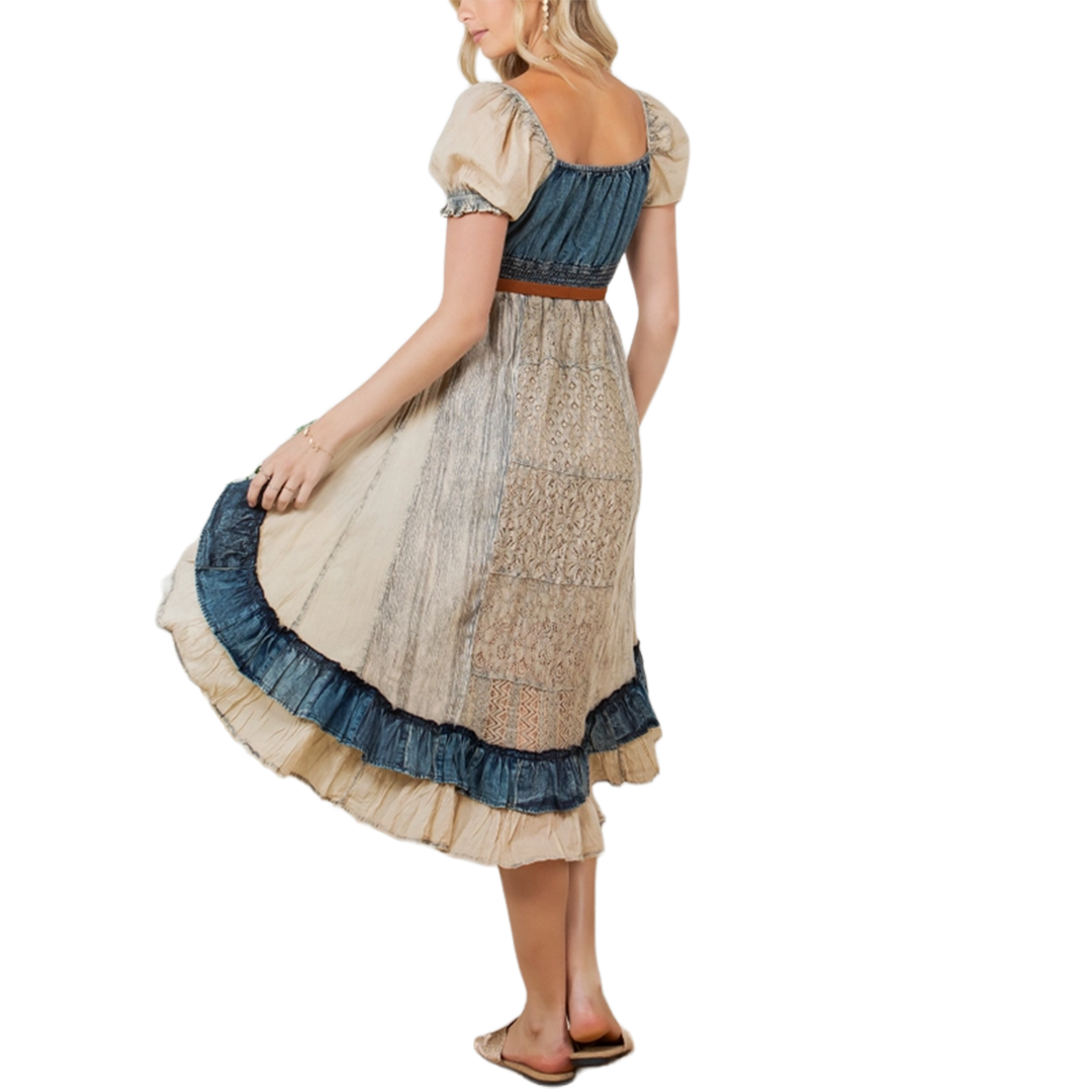 Young Threads Women's Denim Ruffled Dress