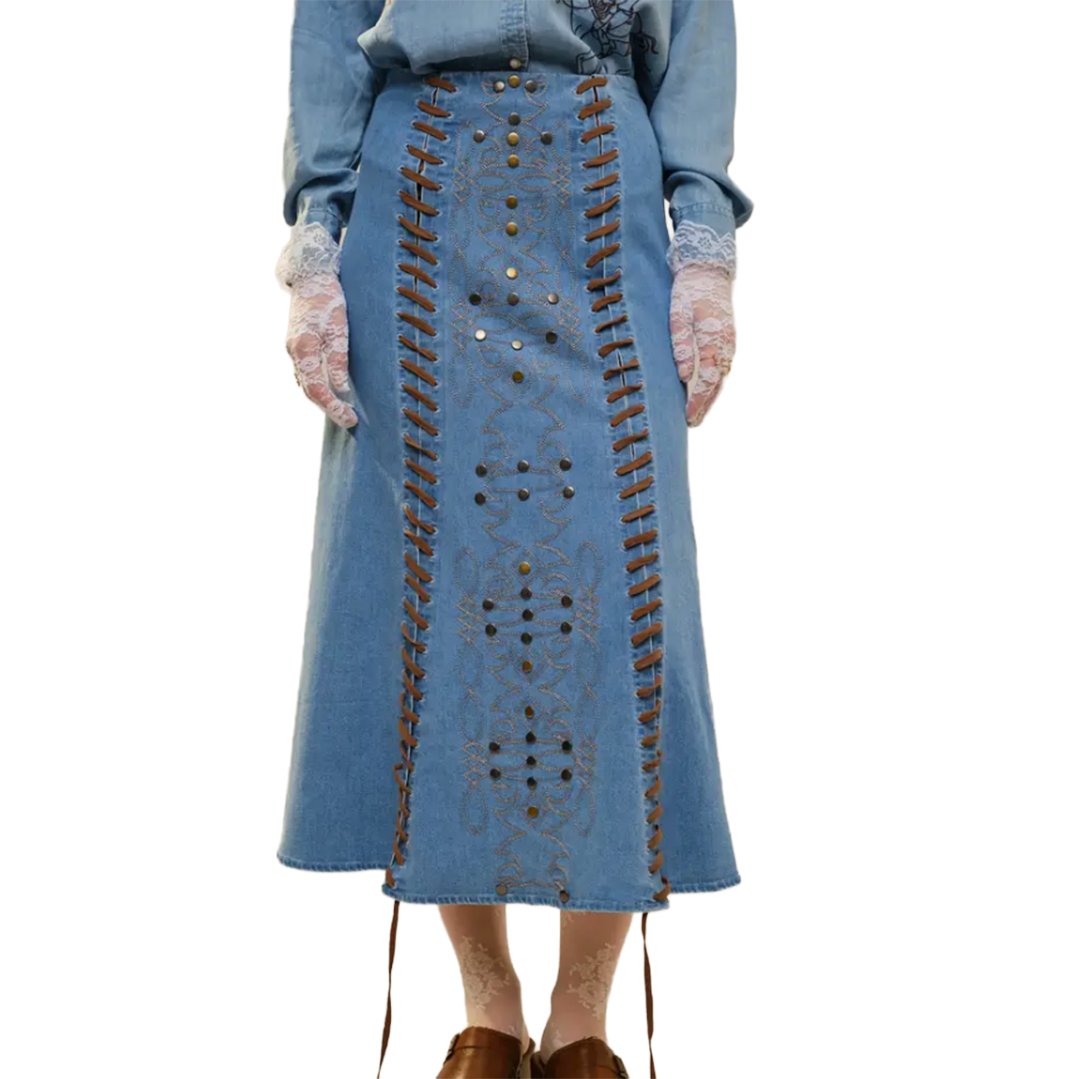 Bona B Women's Denim Midi Skirt