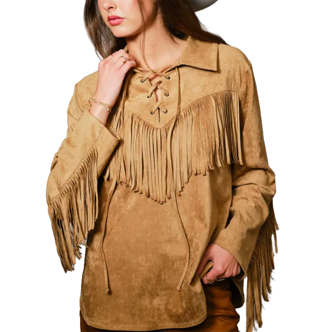 Bona B Women's Western Fringe Long Sleeve Top