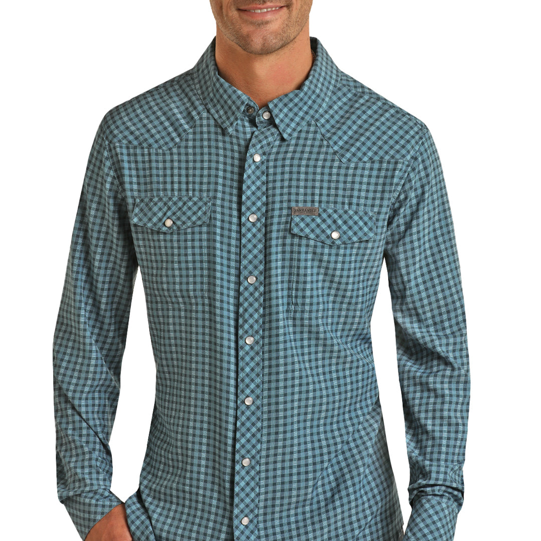 Panhandle Men's Check Print Snap Shirt In Blue