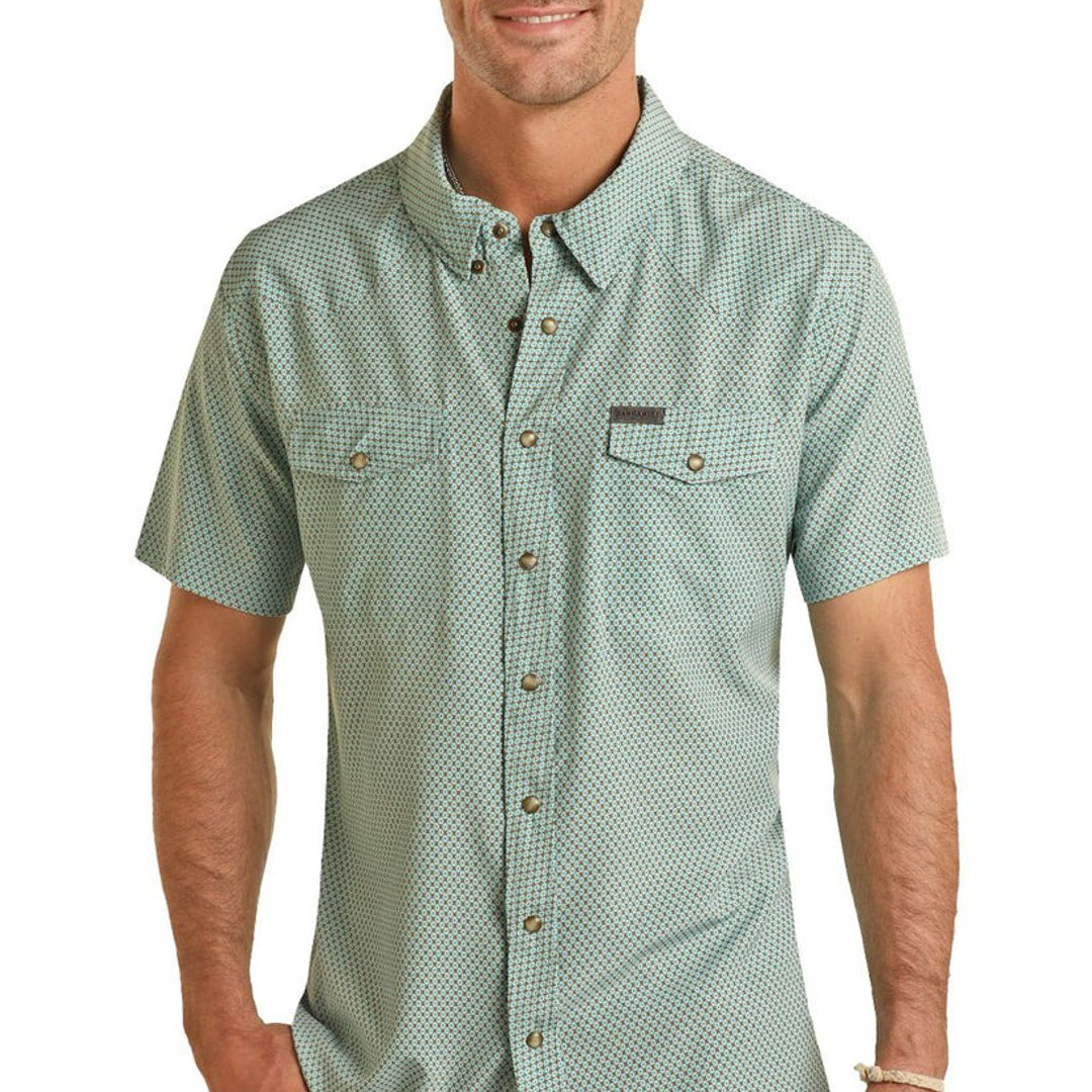 Panhandle Men's Geo Print Short Sleeve Snap Shirt